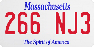 MA license plate 266NJ3