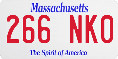 MA license plate 266NK0