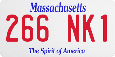 MA license plate 266NK1