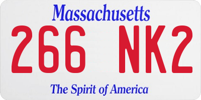 MA license plate 266NK2