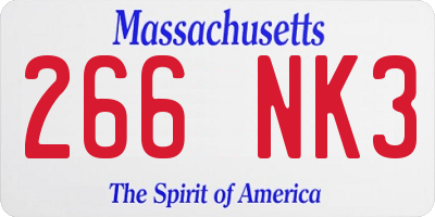 MA license plate 266NK3