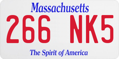 MA license plate 266NK5