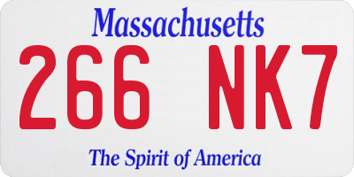 MA license plate 266NK7