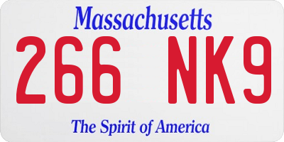 MA license plate 266NK9