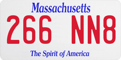 MA license plate 266NN8
