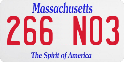MA license plate 266NO3