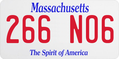 MA license plate 266NO6