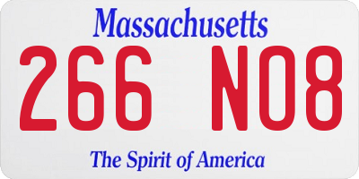 MA license plate 266NO8