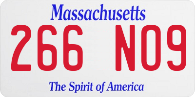 MA license plate 266NO9