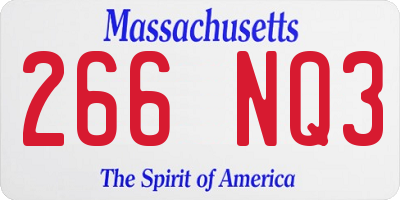 MA license plate 266NQ3