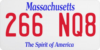 MA license plate 266NQ8