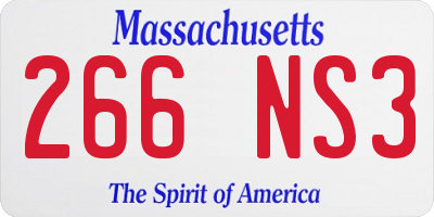 MA license plate 266NS3