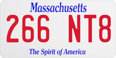 MA license plate 266NT8