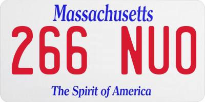 MA license plate 266NU0