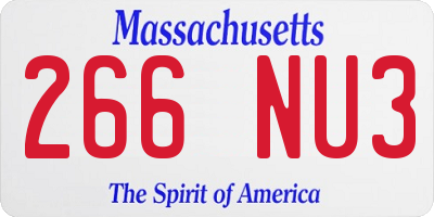 MA license plate 266NU3