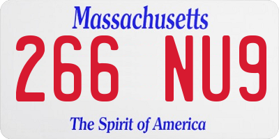 MA license plate 266NU9