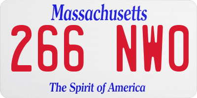 MA license plate 266NW0