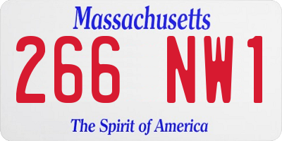 MA license plate 266NW1