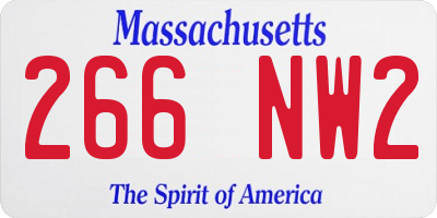 MA license plate 266NW2