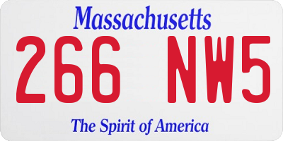 MA license plate 266NW5
