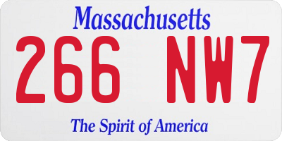 MA license plate 266NW7