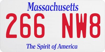 MA license plate 266NW8