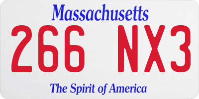 MA license plate 266NX3