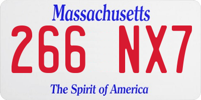 MA license plate 266NX7