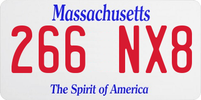 MA license plate 266NX8