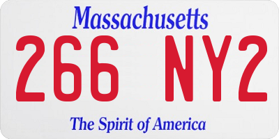MA license plate 266NY2
