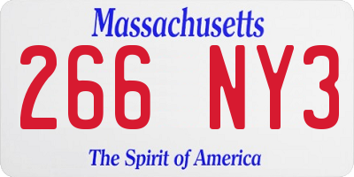 MA license plate 266NY3