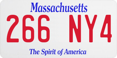 MA license plate 266NY4