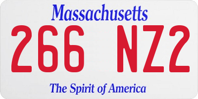 MA license plate 266NZ2
