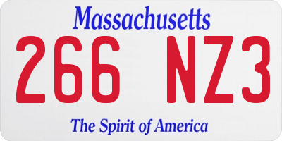MA license plate 266NZ3
