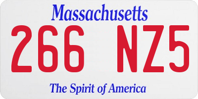 MA license plate 266NZ5
