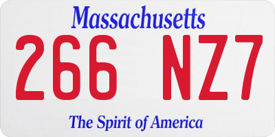 MA license plate 266NZ7