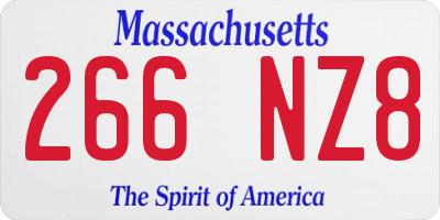 MA license plate 266NZ8