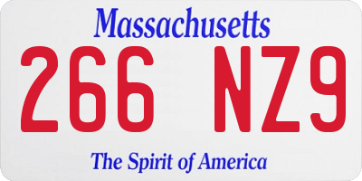 MA license plate 266NZ9
