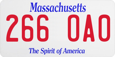 MA license plate 266OA0