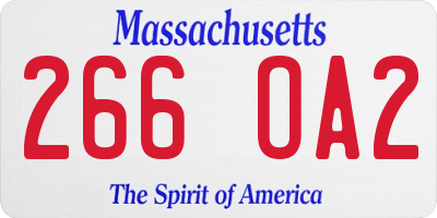 MA license plate 266OA2