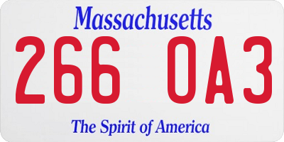 MA license plate 266OA3