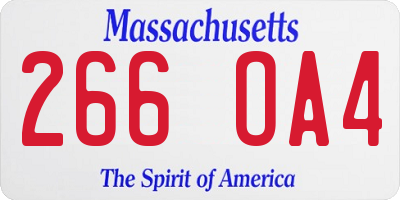 MA license plate 266OA4