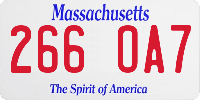 MA license plate 266OA7