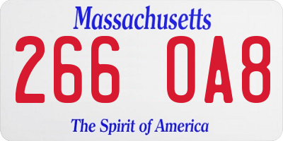 MA license plate 266OA8