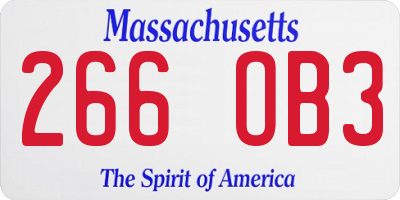 MA license plate 266OB3
