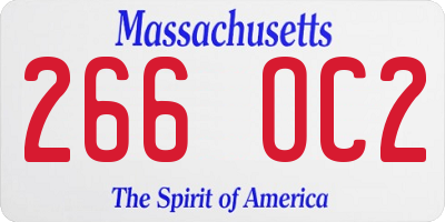 MA license plate 266OC2