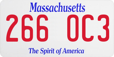 MA license plate 266OC3