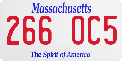 MA license plate 266OC5