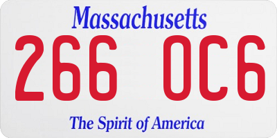 MA license plate 266OC6