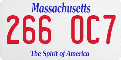 MA license plate 266OC7